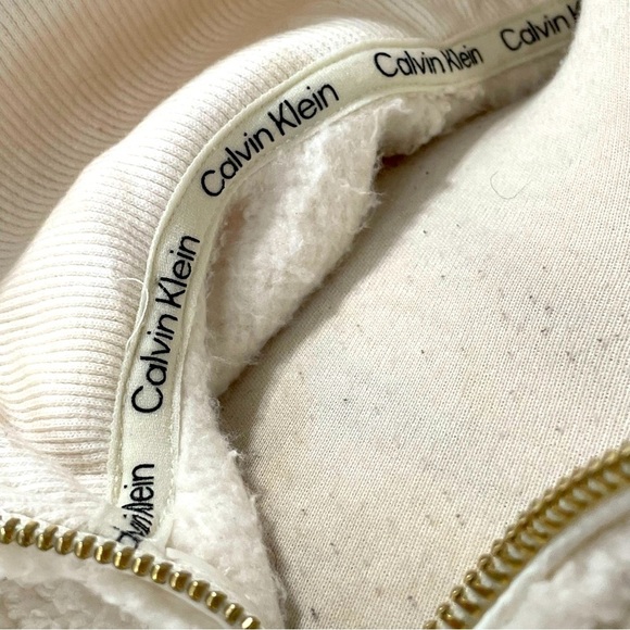 Calvin Klein Sherpa Style Cream Teddy Sweatshirt Jacket Large - Picture 3 of 9